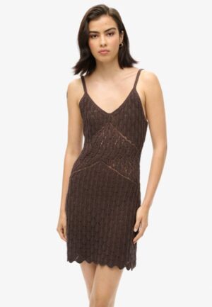 Gehaakte Cami Mini-jurk Bruin Grootte: 40