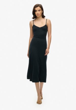 Jersey Jurk met Open Achterkant Zwart Grootte: 38