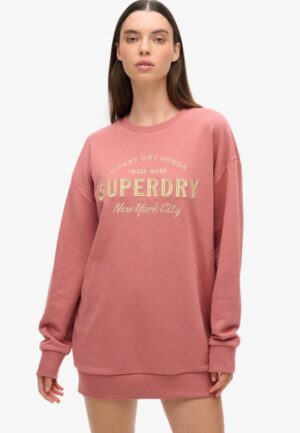 Luxe Sweatjurk met Metallic Logo Roze Grootte: 38-40