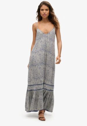 Lange Cami-jurk Blauw Grootte: 34