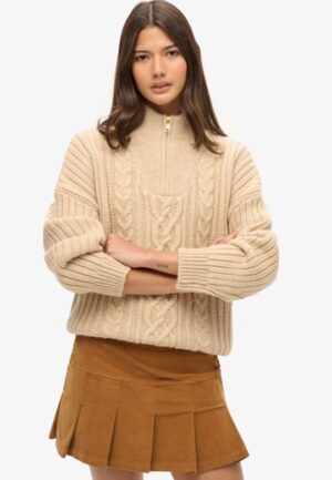 Geplooide Vintage Minirok van Corduroy Bruin Grootte: 36