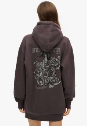 Tattoo Jurk met Capuchon en Stras Zwart Grootte: 10-12