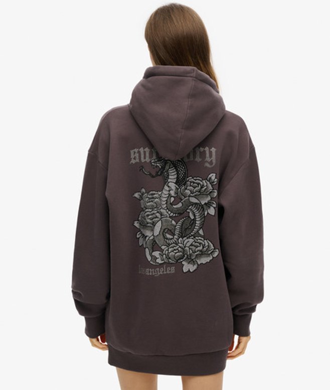 Tattoo Jurk met Capuchon en Stras Zwart Grootte: 10-12