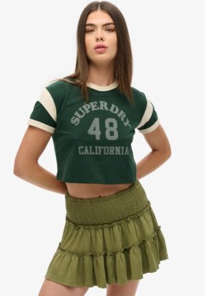 Gelaagde Jersey Minirok Khaki Grootte: 42