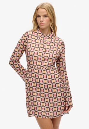 Minihemdjurk met Print Roze Grootte: 40