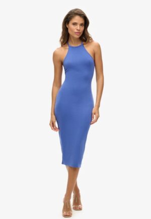 Jersey Midi-jurk met T-rug Blauw Grootte: 44
