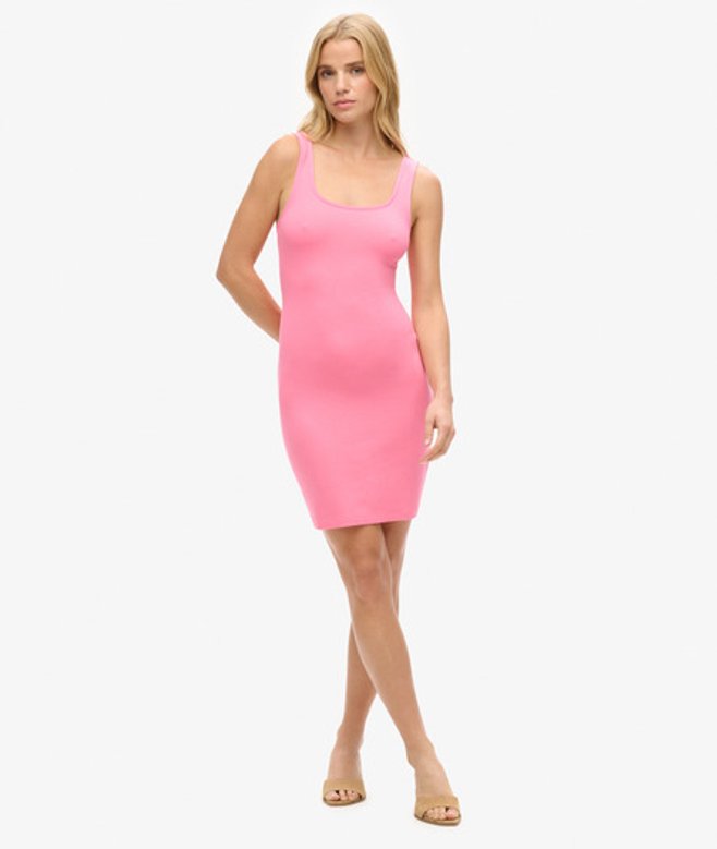 Jersey Mini-jurk met Vierkante Hals Roze Grootte: 40