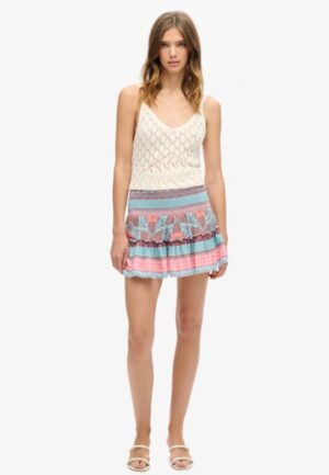 Shirred Minirok met Print Roze Grootte: 40