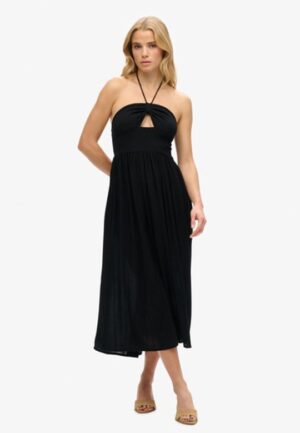 Midi-jurk met Uitsnijding Zwart Grootte: 44
