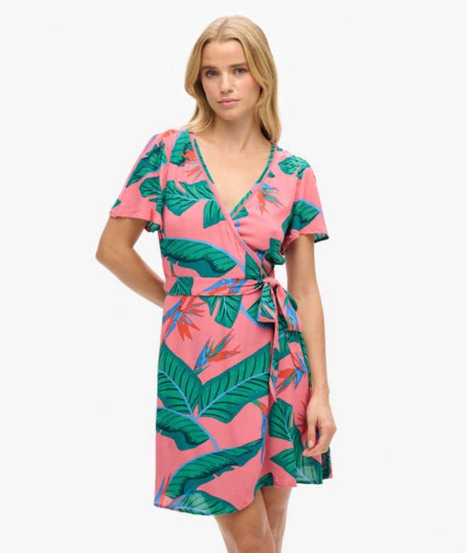 Mini-wikkeljurk met Print Roze Grootte: 38