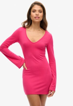 Nauwsluitende Mini-jurk met Wijduitlopende Mouwen Roze Grootte: 42