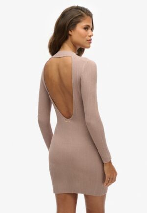 Rugloze Bodycon Mini-jurk Bruin Grootte: 36