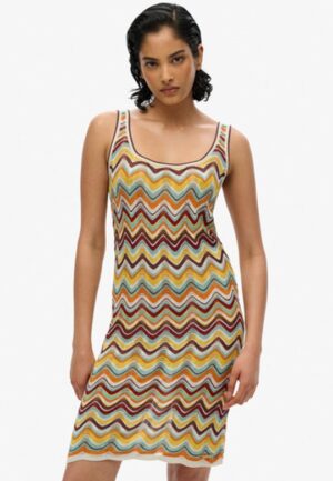 Gebreide Mini-jurk met Zigzagmotief Green Grootte: 36