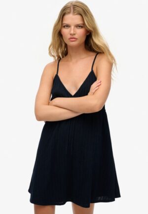 Geweven Cami Mini-jurk met Textuur Blauw Grootte: 40
