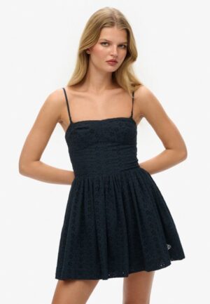 Minicami-jurk met Broderie Blauw Grootte: 34