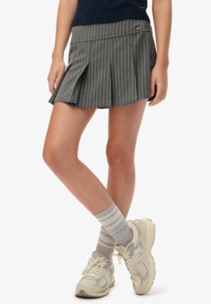 Krijtstreep Plooirok Mini Grey Grootte: 36