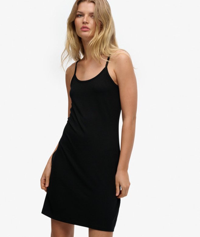 Mini Jersey Cami Jurk Black Grootte: 38