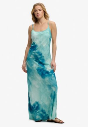 Geprinte Maxi Slipdress Light Blue Grootte: 42