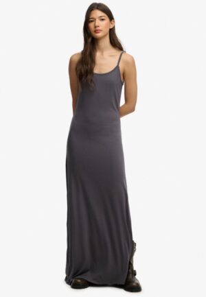 Maxi Jersey Cami Jurk Dark Grey Grootte: 38