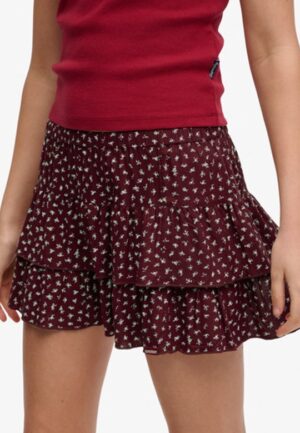 Bedrukte Gelaagde Minirok Red Grootte: 40