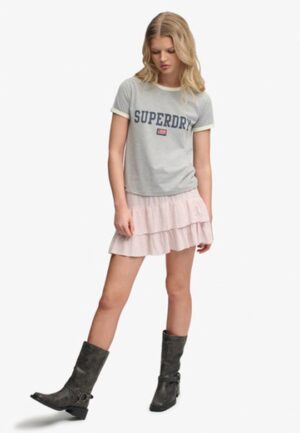 Bedrukte Gelaagde Minirok Pink Grootte: 40