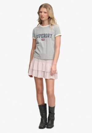 Bedrukte Gelaagde Minirok Pink Grootte: 34