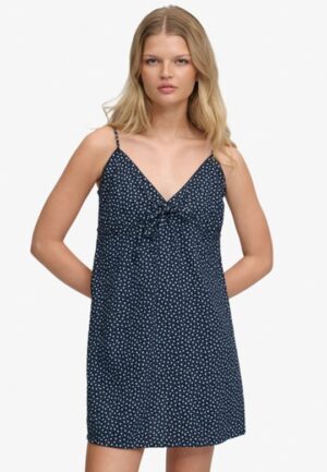 Geweven Cami-jurk met Textuur Blauw Grootte: 44