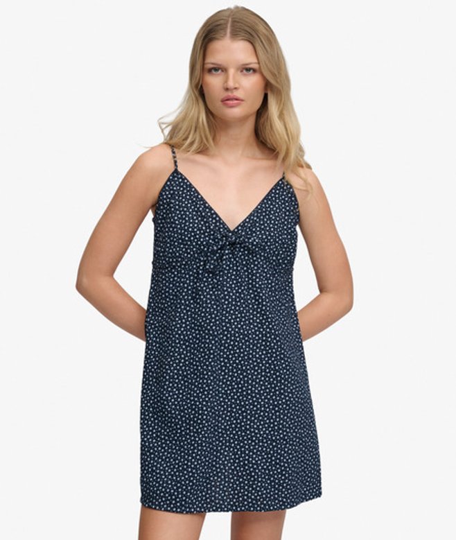 Geweven Cami-jurk met Textuur Blauw Grootte: 44