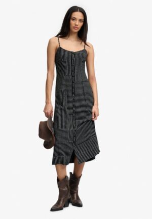 Print Button Down Cami Midi-jurk Black Grootte: 38