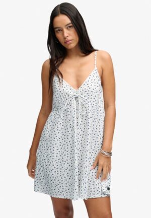 Geweven Cami-jurk met Textuur White Grootte: 40