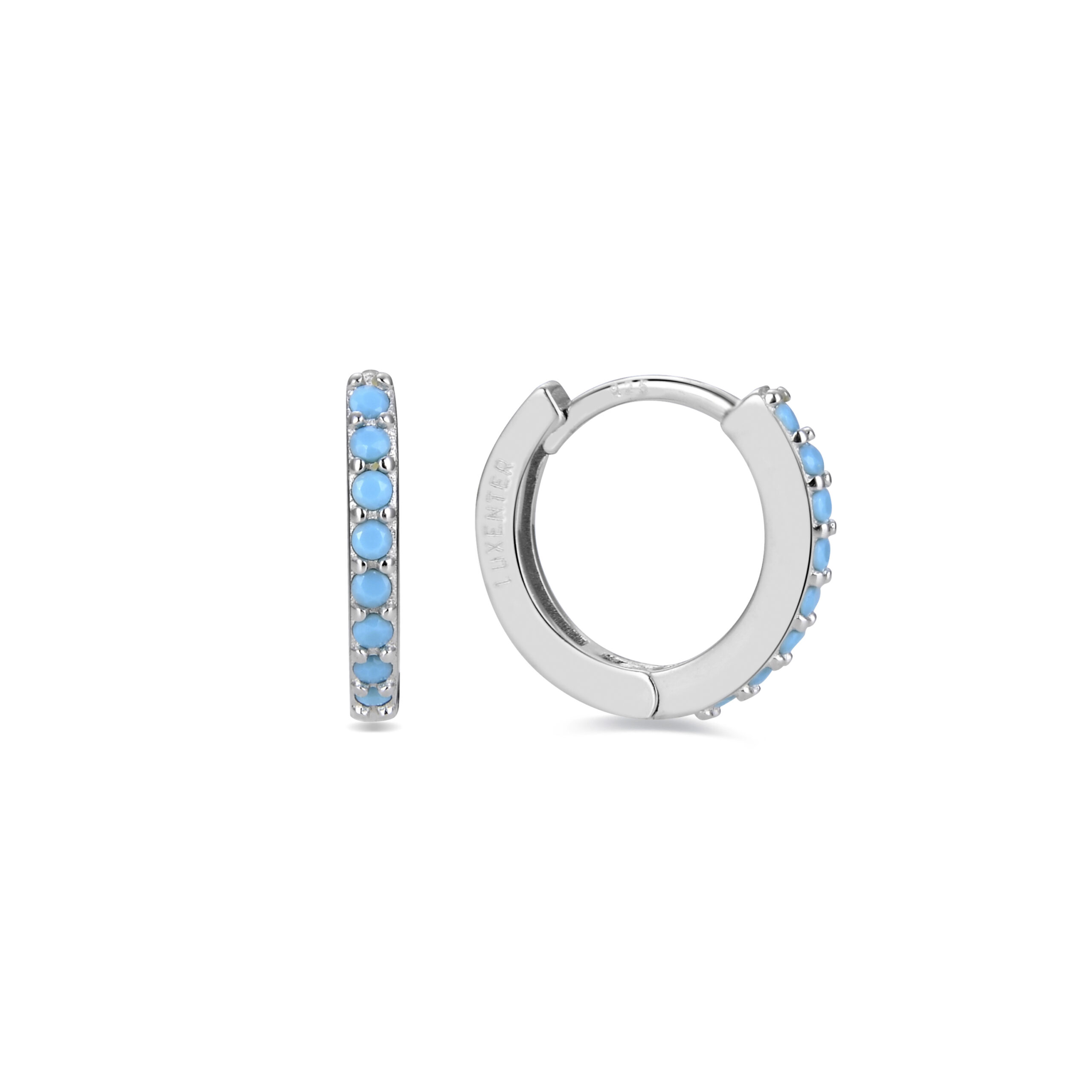 Luxenter 925 Sterling Zilver met Turkoois gerhodineerd oorbellen - Valarys