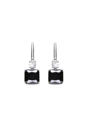 Luxenter Oorbellen van 925 sterling zilver en zirkonia-onyx met rhodiumafwerking - Askuo