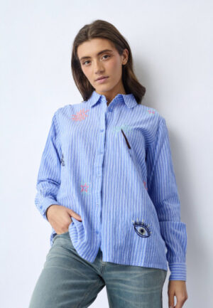 Sisters Point - Blauw | Dames | Blouse | Blauw | L | regular | Kamst mode