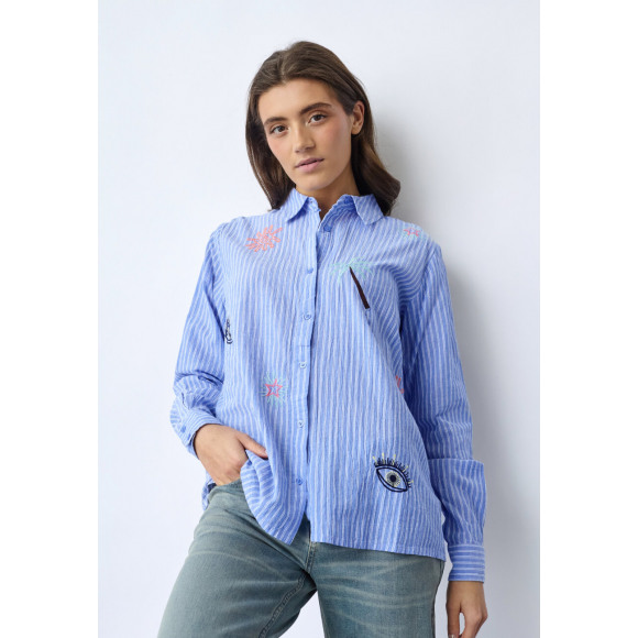 Sisters Point - Blauw | Dames | Blouse | Blauw | L | regular | Kamst mode