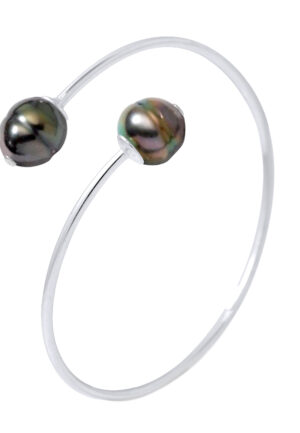 Armband Prestige Jij & Ik - Zilver 925 - 2 Echte Gecultiveerde Tahiti Parels Omringd 10-11 mm
