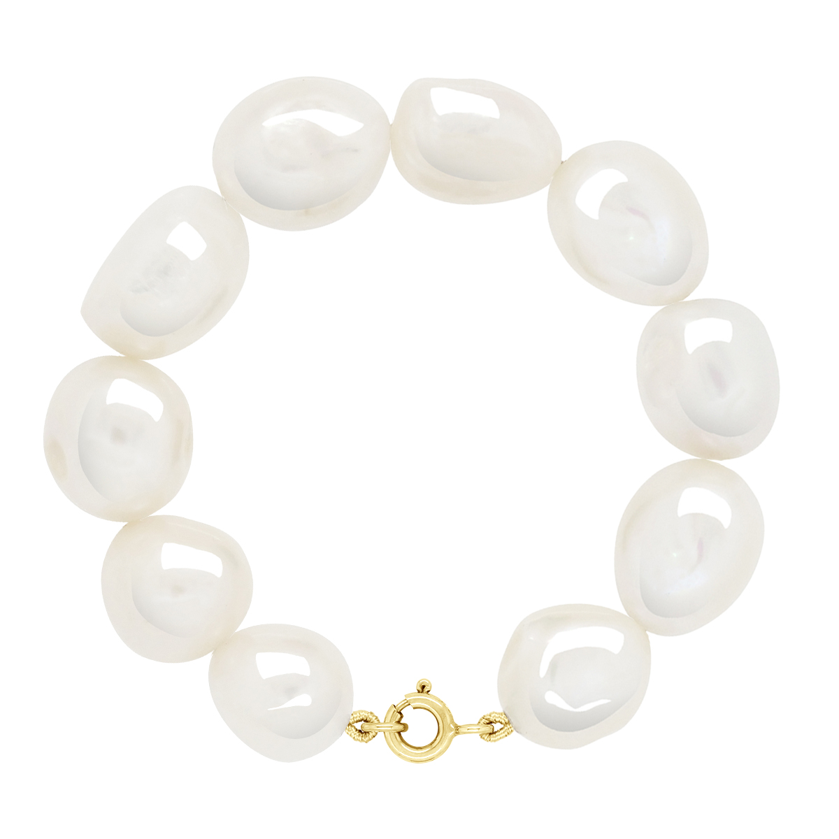 Armband Goud - Rij van Echte Zoetwaterparels Barok 11-12 mm