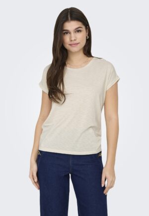 Only Onlclaudia S/s Glitter Stripe Top Jrs 15318422 T-shirt Korte Mouw Cloud Dancer Gold Lurex Stripe