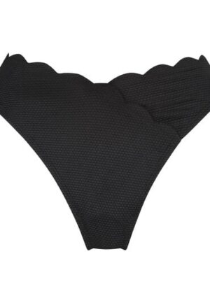 Hunkemöller Hoog uitgesneden Bikinibroekje Scallop Zwart