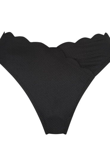 Hunkemöller Hoog uitgesneden Bikinibroekje Scallop Zwart
