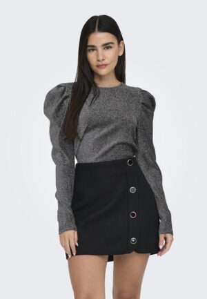 Only Onlrich L/s Glitter Puff Top Jrs 15278055 T-shirt Lange Mouw Black Silver Glitter