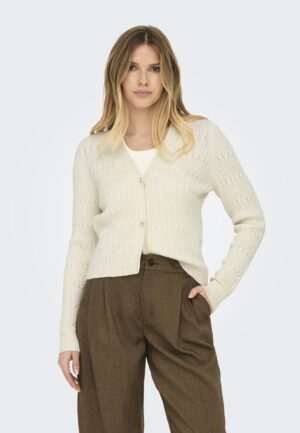 Only Onlkatia Ls Cable V-neck Cardi Knt Nca Vest Whitecap Gray Melange