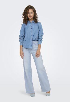 Only Onlmadison Blush Hw Wide Dnm Cro495 Noos Loose Fit Light Blue Bleached Denim
