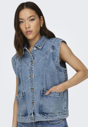 Only Onlkennedy Sl Dnm Waistcoat Bj Noos Gilets Medium Blue Denim