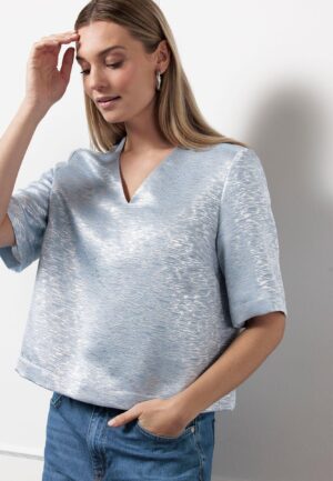 Studio Anneloes Princilla Top 12675 T-shirt Korte Mouw 6001 Mid Blue/silver