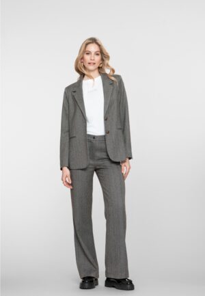 Geisha Pants Herringbone Stones 51532-10 Broek 950 Anthracite Stones