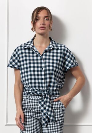 Studio Anneloes Lena Big Check Blouse 12777 Blouse 1169 Off White/dark Blue