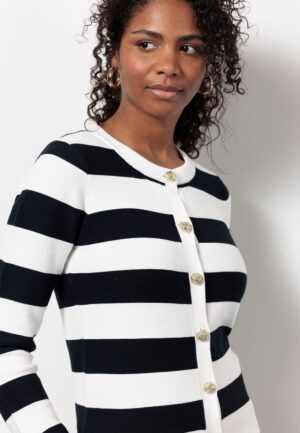 Studio Anneloes Cassie Stripe Cardigan 12828 Vest 1169 Off White/dark Blue