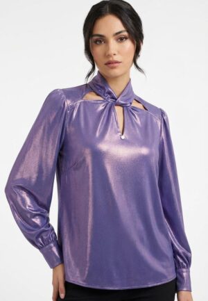 Zip73 Twisted Collar Blouse W25/205/03/500 Blouse 500 Purple