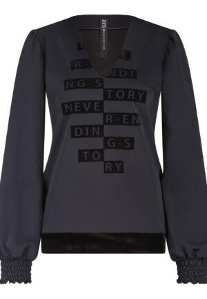 Zip73 Top V Never Ending W25/629/01/005 T-shirt Lange Mouw 005 Black Velvet