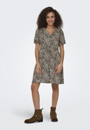 Only Onlevida S/s Short Dress Wvn Noos Zomerjurkjes Pumice Stone Alma Heart Leo